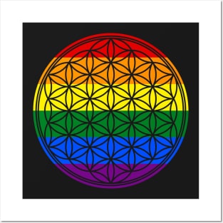 Flower Of Life Rainbow Flag Stripes Posters and Art